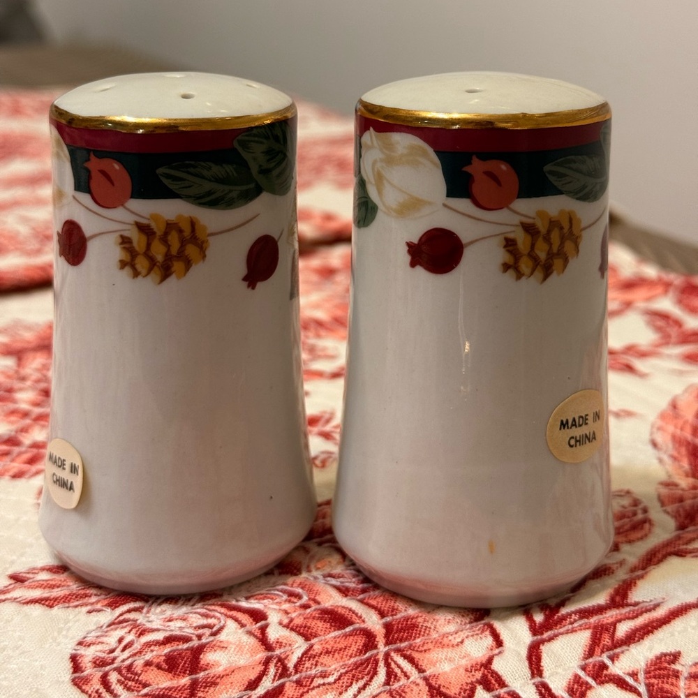 TIENSHAN Fine China Magnolia Salt & Pepper Shakers Set Excellent Condition
